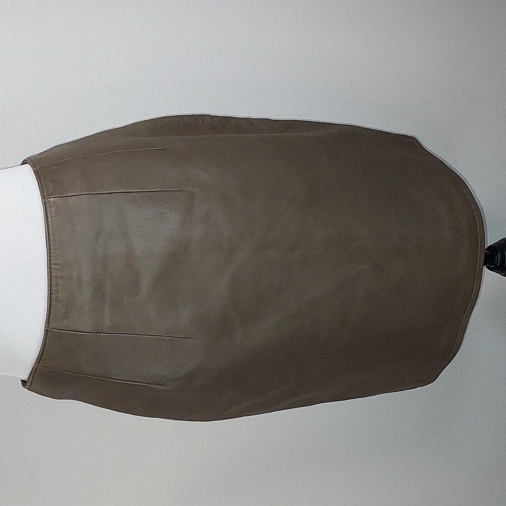 Vintage Nordstrom Point of View Chocolate Brown Leather Mini Skirt Size 10
